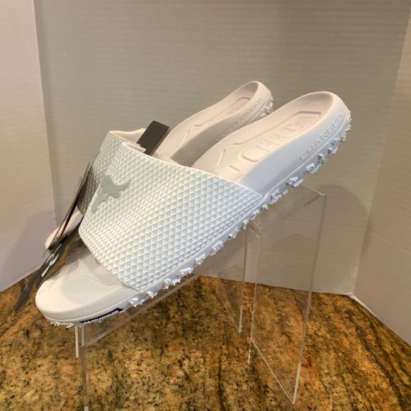 Under Armour Project Rock Slides 2.0 White Slip Ons Sandals Size 13 - Picture 4 of 12